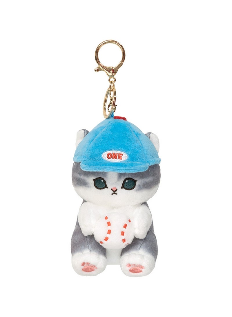10cm Baseball Cap Cat Pendant Keychain Plush Doll Mofusand Cat Character Backpack Accessories Cartoon Accessories Doll Gift  - Image 1