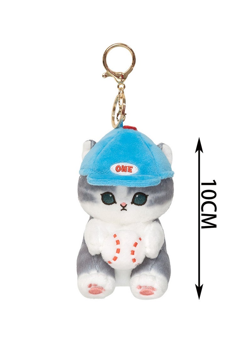 10cm Baseball Cap Cat Pendant Keychain Plush Doll Mofusand Cat Character Backpack Accessories Cartoon Accessories Doll Gift  - Image 2