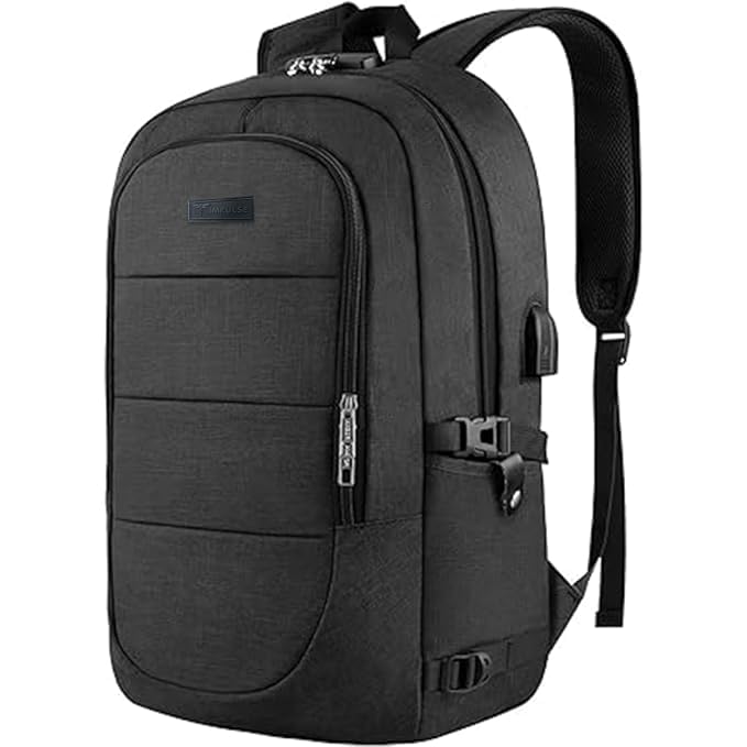 Impulse Hustle Black 40L Water-Resistant Laptop Backpack with USB Port & Number Lock, 3 Compartments, Fits 16" Laptop, Ideal for Office, School, College & Travel,Unisex Business Bag - Image 1