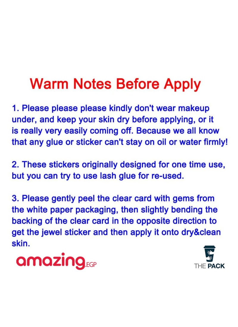amazing.EGP Crystal Tattoo Festival Jewels Rhinestones Body Gems Stickers Temporary Tattoos Eyes, Nail Decoration Face Rave Party Fashion Face Stickers for Women (TYPE-A)  - Image 5