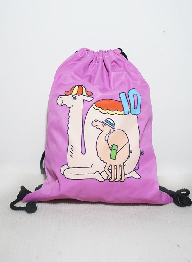 Freegallops A purple drawstring bag with a camel motif that can be used to hold a soccer ball - Image 2