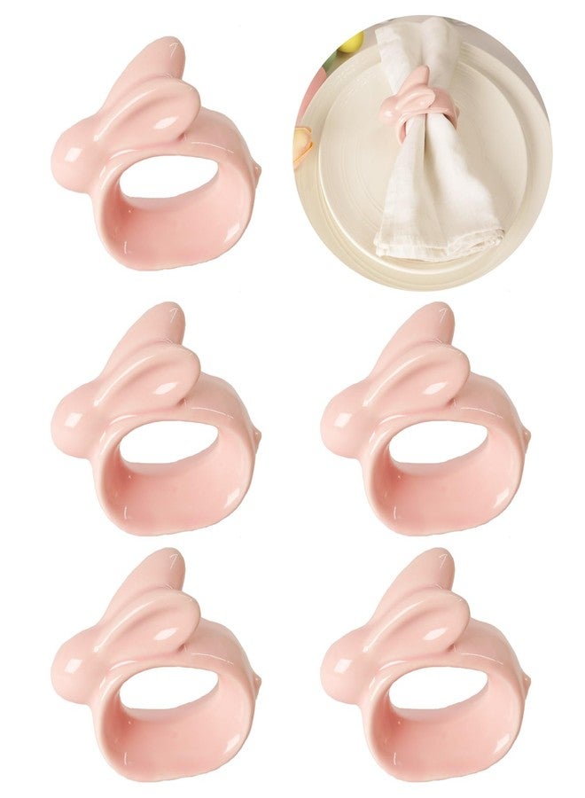 Utalek Easter Bunny Napkin Rings Set of 6, Porcelain Rabbit Napkin Ring Holders, Bunny Ceramic Napkin Rings for Easter, Spring Party, Banquet, Dinner, Wedding Table Decor - Image 1