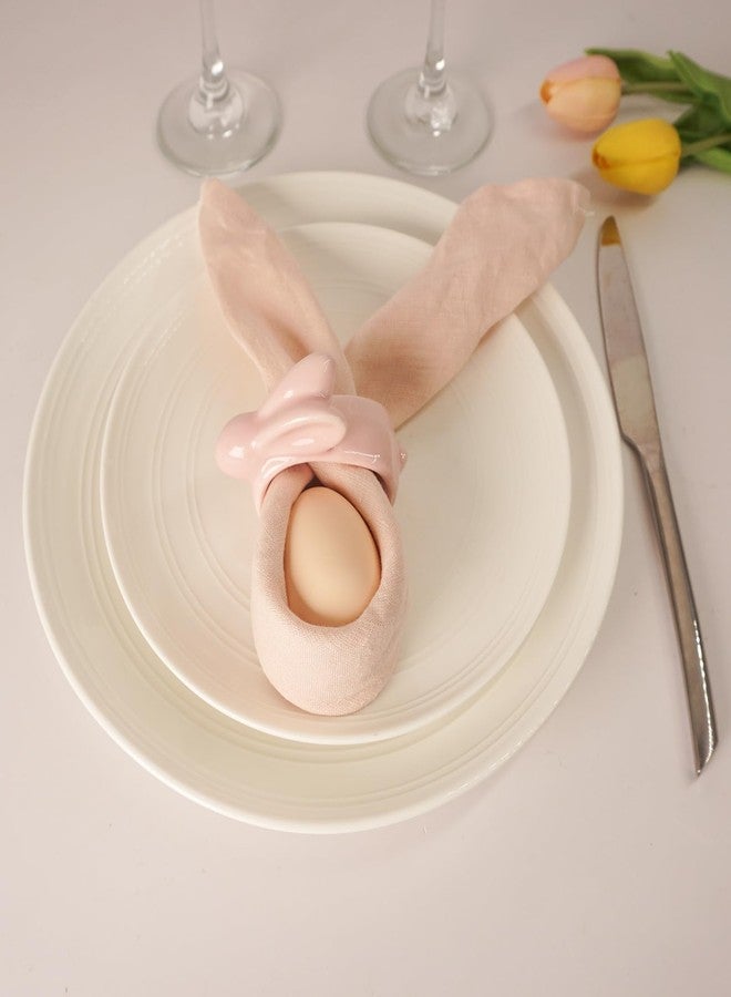 Utalek Easter Bunny Napkin Rings Set of 6, Porcelain Rabbit Napkin Ring Holders, Bunny Ceramic Napkin Rings for Easter, Spring Party, Banquet, Dinner, Wedding Table Decor - Image 5