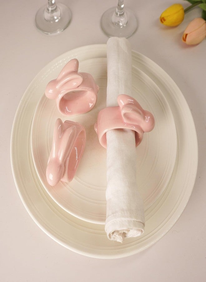 Utalek Easter Bunny Napkin Rings Set of 6, Porcelain Rabbit Napkin Ring Holders, Bunny Ceramic Napkin Rings for Easter, Spring Party, Banquet, Dinner, Wedding Table Decor - Image 2