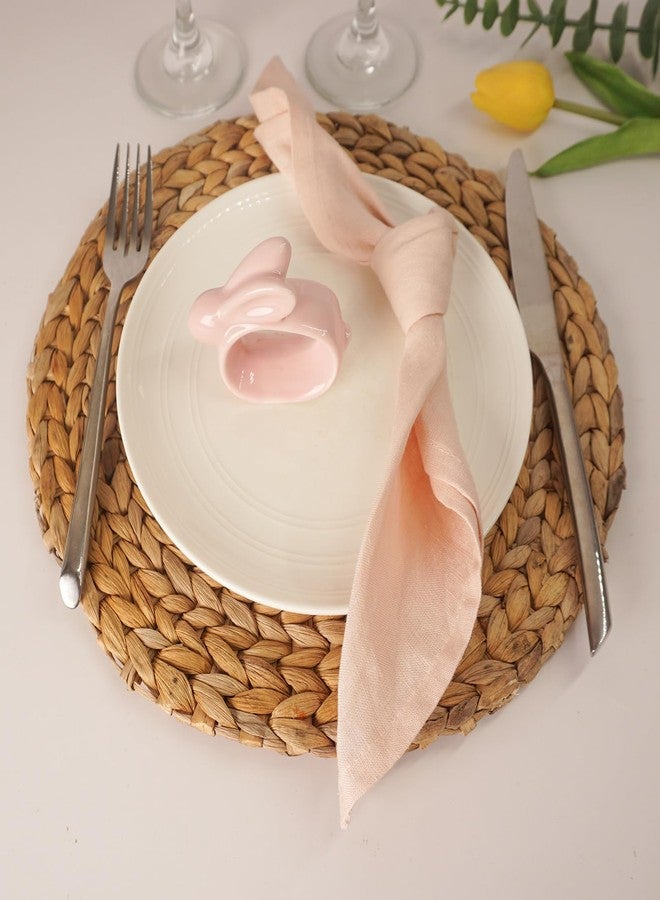 Utalek Easter Bunny Napkin Rings Set of 6, Porcelain Rabbit Napkin Ring Holders, Bunny Ceramic Napkin Rings for Easter, Spring Party, Banquet, Dinner, Wedding Table Decor - Image 4