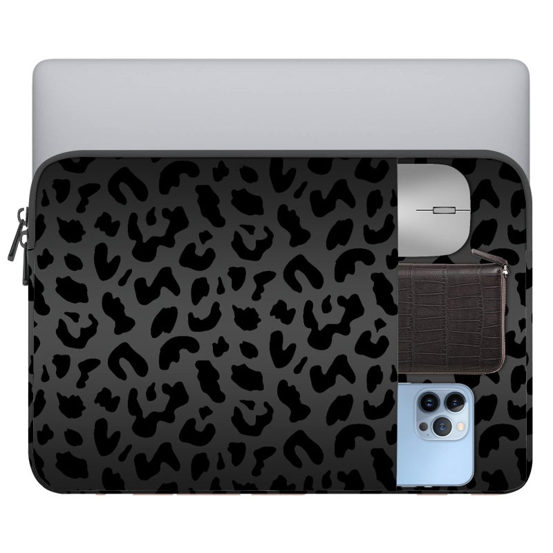 GABraden Laptop Sleeve Bag 15.6-16 inch,Compatible with MacBook Air 15 inch M2 2023 A2941/16 Pro M2 A2780 M1 A2485 /Pro Retina 15 A1990,Chromebook,HP,15.3-16 inch Notebook (Black Leopard Cheetah) - Image 1