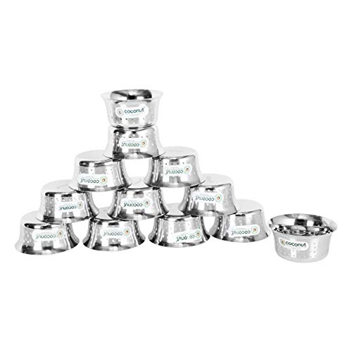 Coconut Stainless Steel Shower Pari Bowl/Vati/Katori- C23 - Set of 12 - Capacity Each Bowl 230ML - Image 1
