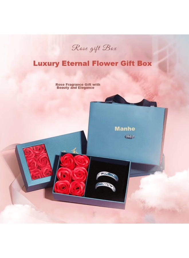 Manhe S925 Silver Ring, Couple Rings, One Pair Of Engagement Diamond Rings, Open-end Style For Women And Men, End Ring, Valentine's Day Gift - Image 4