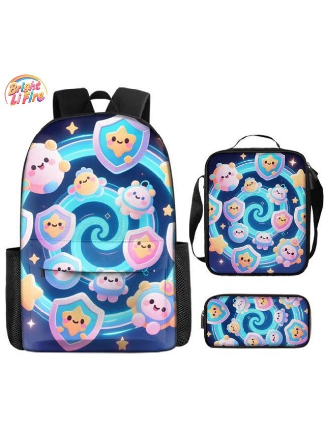 Bright Li Fire Unlock the new fashion of childish fun! Three-piece set of bags, cartoon elements for children and teenagers (students, children, friends' outings, mountain climbing, schooling, etc. can be used) - 60 - Image 1