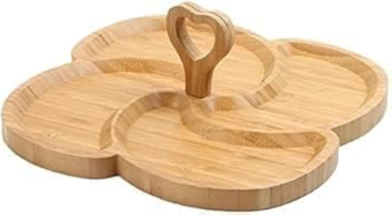 Khizoran Wooden Serving Plate Divided into 4 Compartments for Candy and Nuts