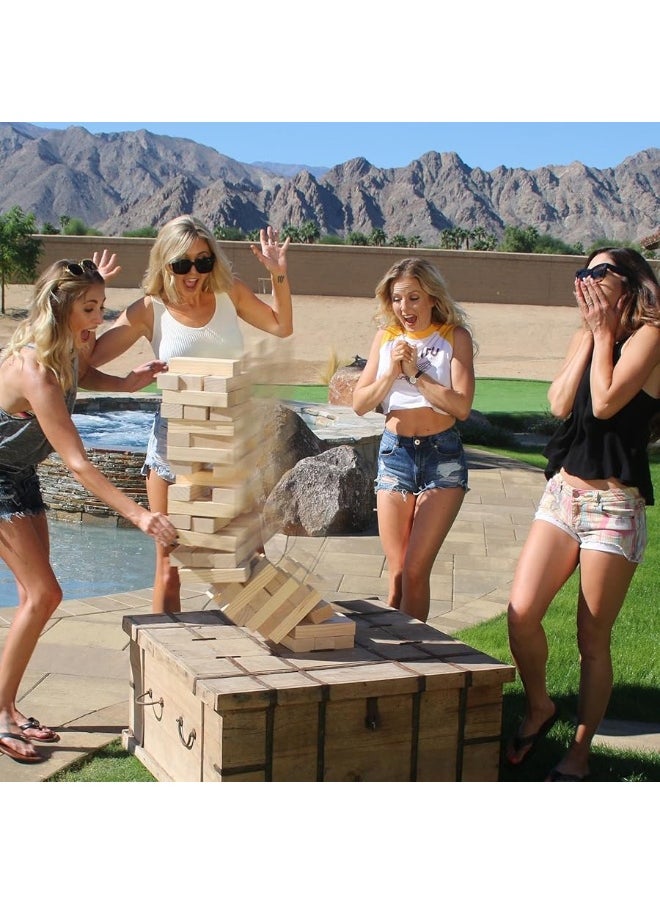 GoSports - GoSports Giant Wooden Toppling Tower - Stacks Up to 5 ft - Brown Wood Stain, Gray, Natural, Stars & Stripes, or Tropical Hardwood - Image 1