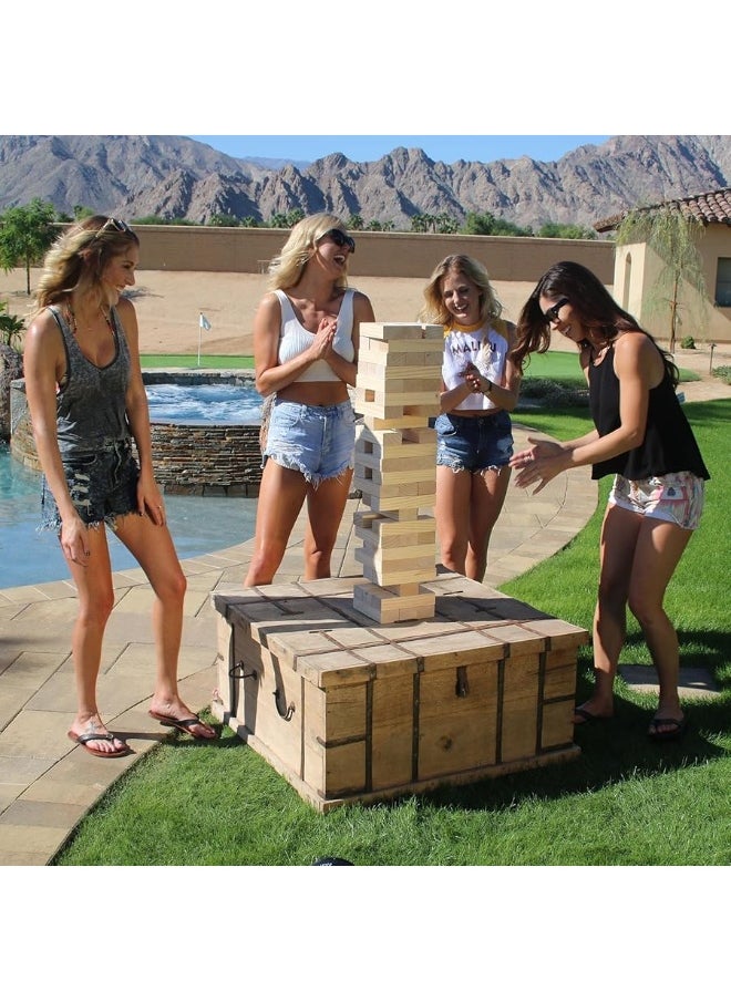 GoSports - GoSports Giant Wooden Toppling Tower - Stacks Up to 5 ft - Brown Wood Stain, Gray, Natural, Stars & Stripes, or Tropical Hardwood - Image 1