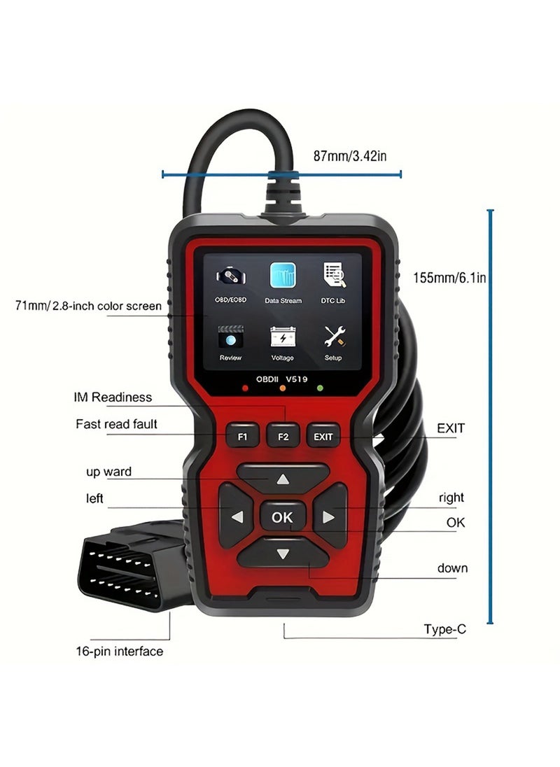 EzzySo - V519 Custom Universal Car OBD II Diagnostic Scanner Car Fault Detector Diagnostic Scanner - Image 1