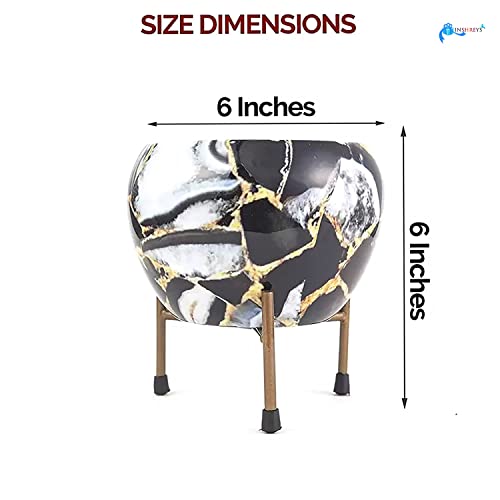 INSHREYS Printed Plant Pot with Metal Stand for Home and Garden Décor Iron Vase (Alphabet 1) - Image 5