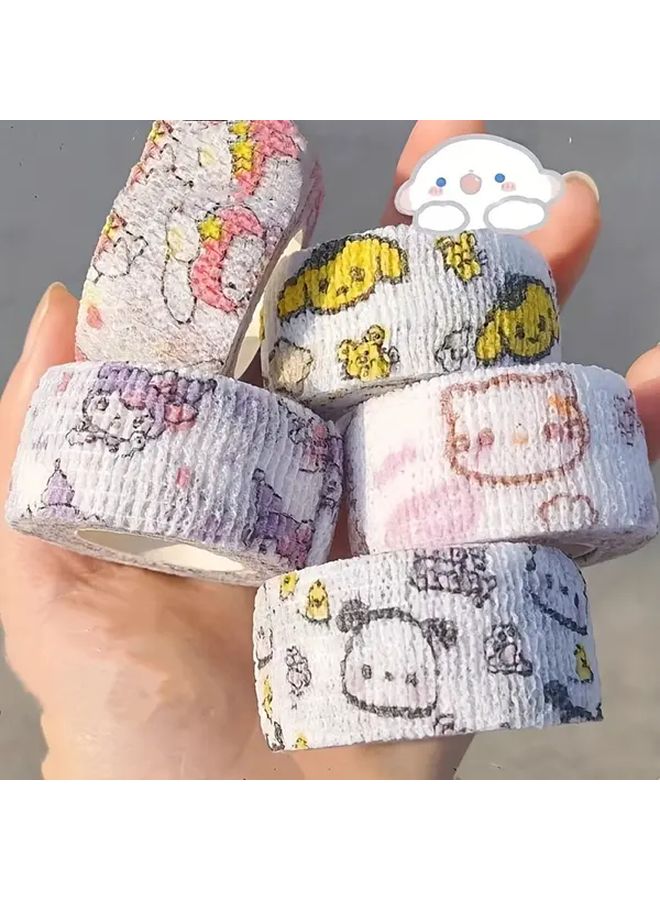 5pcs Cartoon Cute Animal Bandages Self Adhesive Non Woven Elastic First Aid Tape For Finger Wound Protection Sports Support Random Colors - Image 1