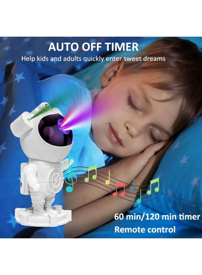 Astronaut Galaxy Projector - Star Projector Night Lights for Bedroom with Timer, Can play music,Bluetooth Speaker,360 Degree Adjustable Design, USB Powered Projector Lamp, for Kids Bedroom,Room Decor, Game Room,Party(White) - Image 4