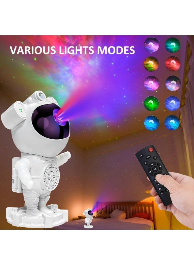 Astronaut Galaxy Projector - Star Projector Night Lights for Bedroom with Timer, Can play music,Bluetooth Speaker,360 Degree Adjustable Design, USB Powered Projector Lamp, for Kids Bedroom,Room Decor, Game Room,Party(White) - Image 3