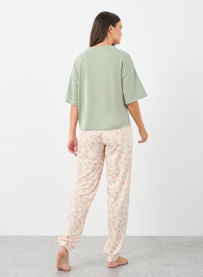 ستايلي طقم بيجامة نسائي Styli 67 بياقة V وأكمام ساقطة - Image 5