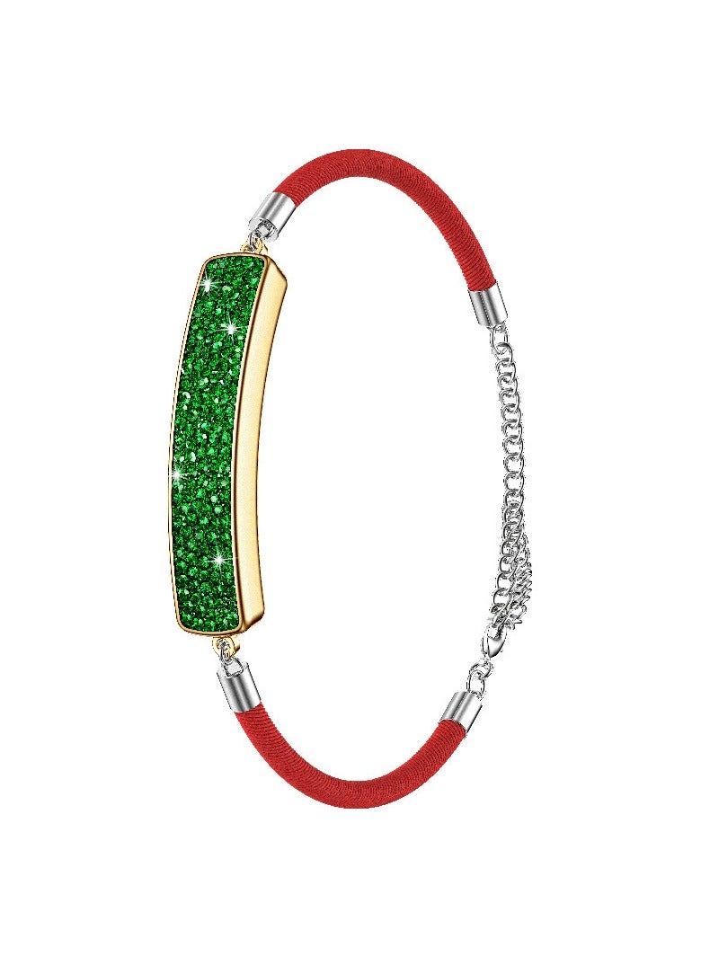 SKT Shiketro B5 Smart Bracelet with Heart Rate, Blood Oxygen, Sleep Monitoring, Photo Capture, and Pedometer (Green Diamond and Red String) - Image 1