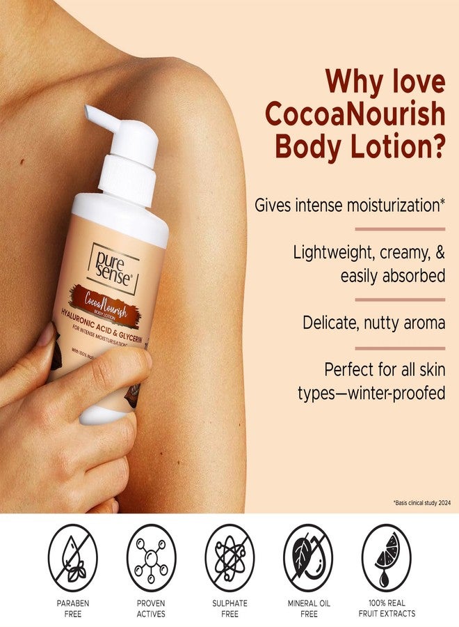 PureSense Cocoa Nourish 72hrs Moisture Lock Body Lotion with Hyaluronic Acid and Glycerin For Men and Women 250ml - Image 3