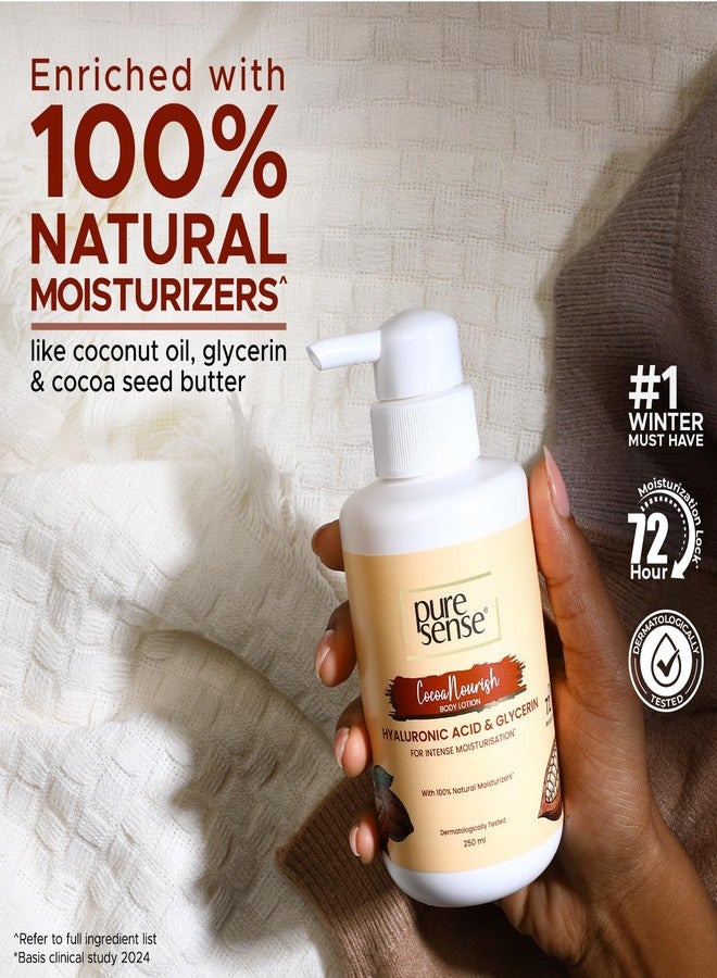 PureSense Cocoa Nourish 72hrs Moisture Lock Body Lotion with Hyaluronic Acid and Glycerin For Men and Women 250ml - Image 2