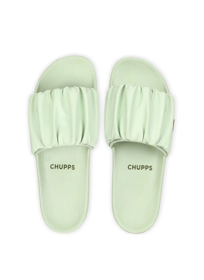 تشيبس Chupps Ruffle Lime Green Sliders for Women