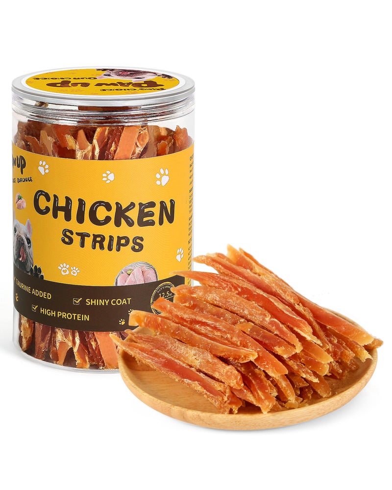 PAWUP Chicken Jerky Strips Dog Treats, Low Fat High Protein, Natural Chicken Dog Jerky, Training Treats for Small & Medium Dogs, 12.5 oz - Image 1