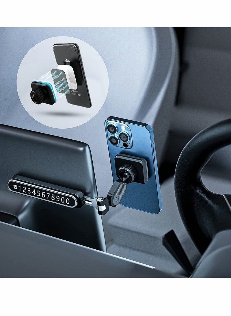 SYOSI Phone Mount Suspended Screen Mount for Tesla Magnetic Car for Model 3 Y 360 Degree Adjustable Head Universal All Devices (Black) - Image 1