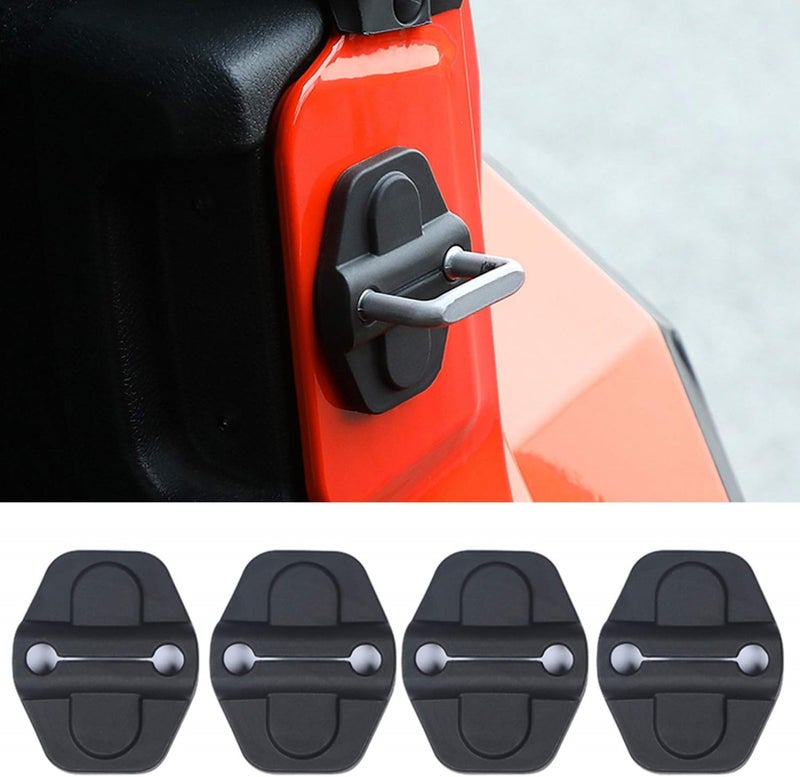 YOCTM Door Lock Decoration Cover for 2018 2019 2020 2021 2022 2023 2024 Jeep Wrangler JL JLU 4XE Unlimited Sahara Sports Rubicon Gladiator JT Door Lock Cover Parts Accessories Black (2-Door) (Pack of 4) - Image 1