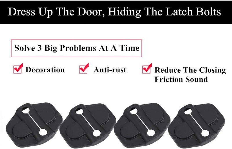 YOCTM Door Lock Decoration Cover for 2018 2019 2020 2021 2022 2023 2024 Jeep Wrangler JL JLU 4XE Unlimited Sahara Sports Rubicon Gladiator JT Door Lock Cover Parts Accessories Black (2-Door) (Pack of 4) - Image 2