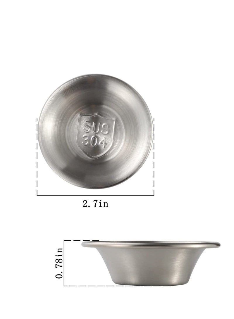Stainless Steel Sauce Cups, Round Condiments Ramekins Grade, Stainless Steel Ramekin Dipping Sauce Cup, Reusable Individual Condiment Container, for Home Party Restaurant Catering  - Image 2