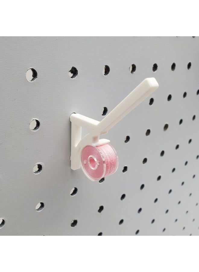 'Just Hanging Pegboards' 1/4" Pegboard Angled Thread-Bobbin Storage Hook, Compatible with 1/4" Pegboards. Sewing Organization, Craft Room Display (20, Matte White) - Image 1