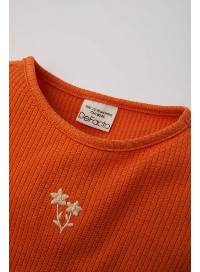 DeFacto Babygirl Regular Fit Bike Neck Long Sleeve Knitted Pyjamas - 2 Pieces  - Image 3