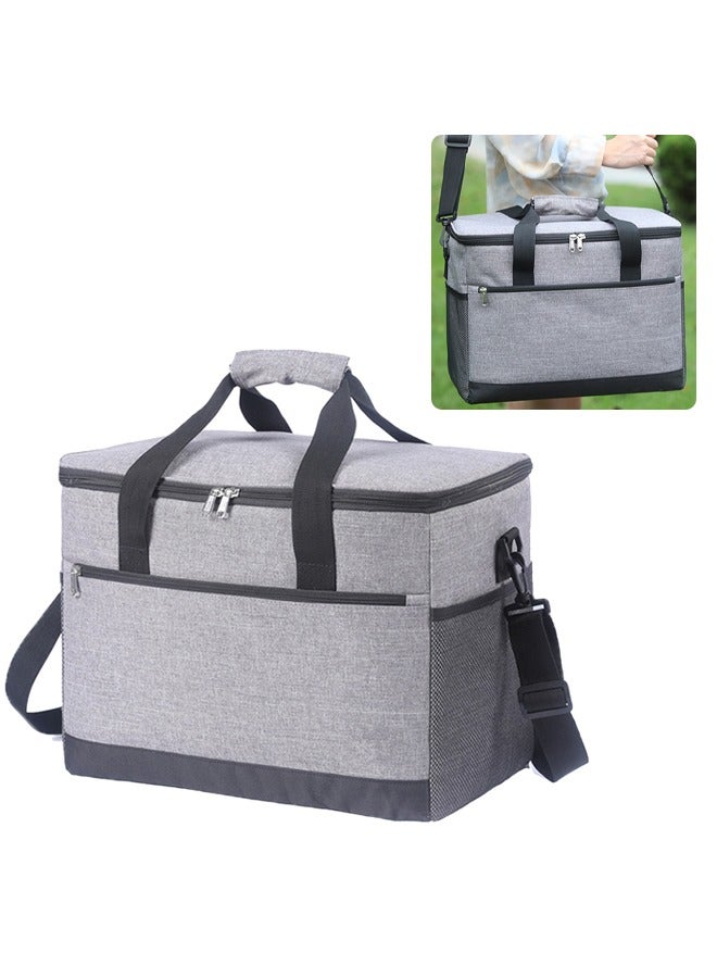 Hihonor Insulated Lunch Bag, 33 Liter Large Capacity Warm Bag for Camping, Outdoor, Leak Proof Oxford Cloth Cooler with Adjustable Shoulder Strap (Grey)  - Image 1