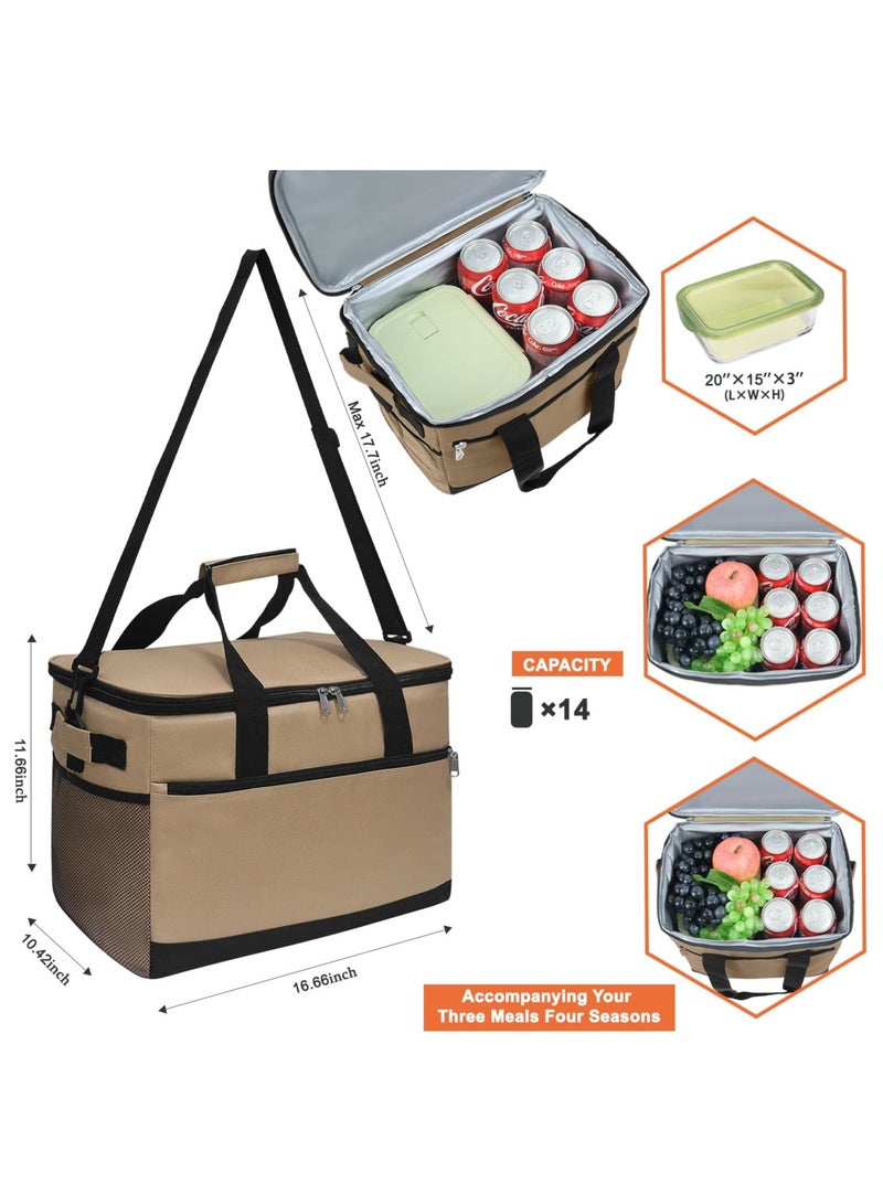 Hihonor Insulated Lunch Bag, 33 Liter Large Capacity Warm Bag for Camping, Outdoor, Leak Proof Oxford Cloth Cooler with Adjustable Shoulder Strap (Grey)  - Image 3