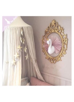 LINGWEI Plastic Framed Oval Shaped Beauty Decorative Vintage Wall Hanging Modern Makeup Cosmetic Mirror Dressing Entrance For Bedroom Living-Room Dresser Decor Bathroom (Gold)  - Image 2