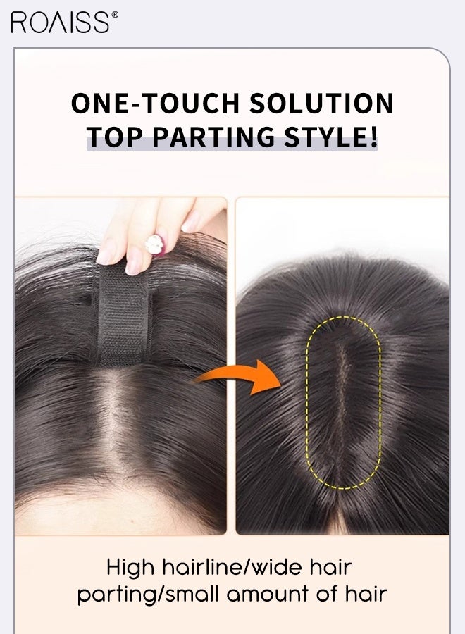 رويس غطاء شعر غير مرئي للنساء مع غرة، غرة فرنسية أنيقة، ملصقات خط الشعر الرقيقة القابلة للتنفس، مناسبة للنساء ذوات تساقط الشعر الخفيف، تغطي الشعر الرمادي وتزيد من حجم الشعر، لون أسود طبيعي - Image 3