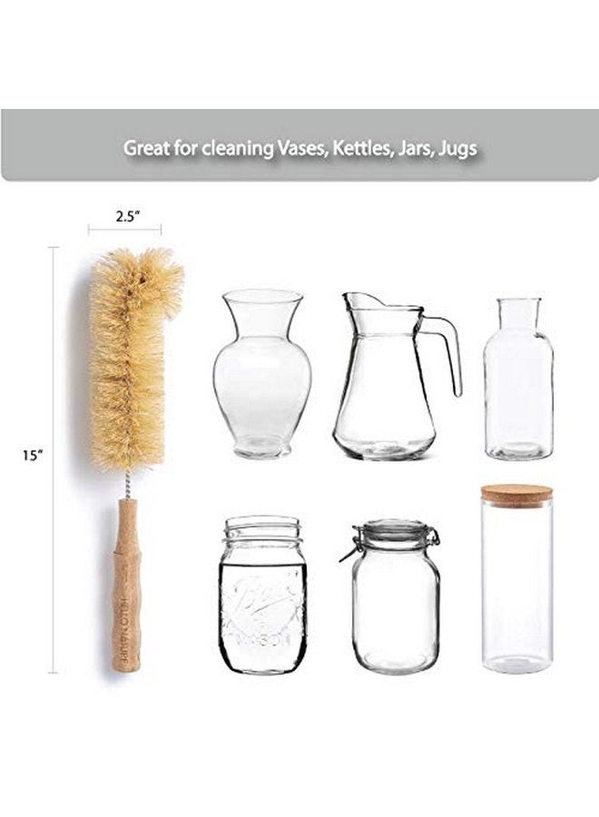 HELLO NATURE 4Pcs Long Handle Bottle Cleaning Brush Set by HELLO NATURE, Sustainable & Biodegradable Natural Fibre Bamboo Handle Brushes Zero-Waste & Plastic Free - Image 3