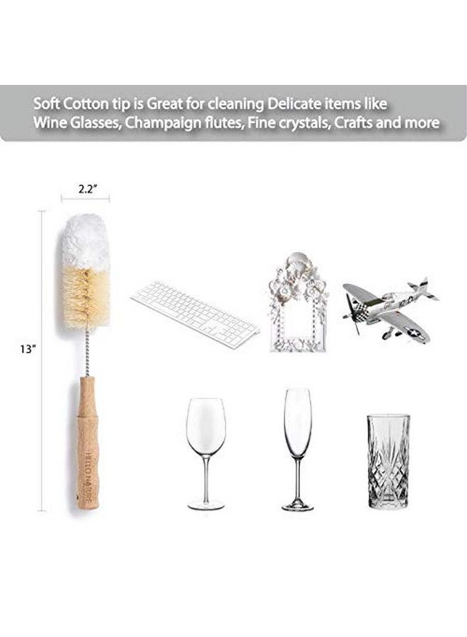 HELLO NATURE 4Pcs Long Handle Bottle Cleaning Brush Set by HELLO NATURE, Sustainable & Biodegradable Natural Fibre Bamboo Handle Brushes Zero-Waste & Plastic Free - Image 4