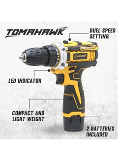 Tomahawk TOMAHAWK T7400 12V Cordless Screwdriver and Drill Machine 1350RPM Reversible switch MultiTorque Clutch 10mm Keyless Chuck 2x15Ah Battery with BMC case  - Image 4