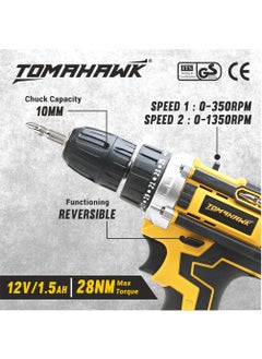 Tomahawk TOMAHAWK T7400 12V Cordless Screwdriver and Drill Machine 1350RPM Reversible switch MultiTorque Clutch 10mm Keyless Chuck 2x15Ah Battery with BMC case  - Image 5