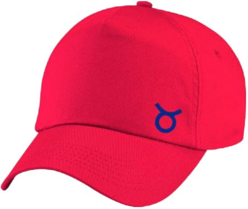 Red Cap with Tauarius zodiac Blue Color Logo