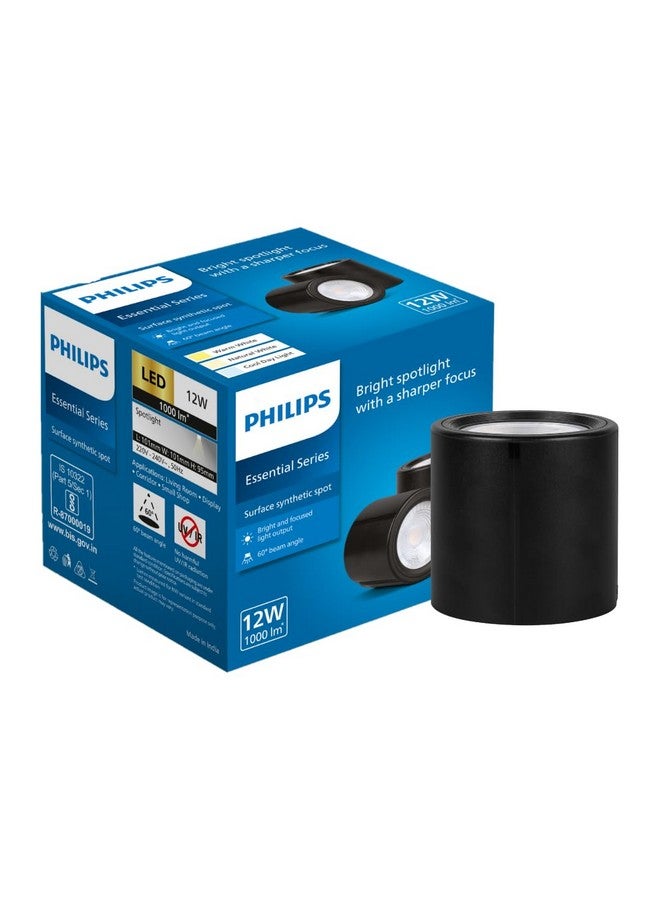 PHILIPS 12W Surface Mounted LED Spot Light | Synthetic Cylindrical COB Spot Down Light for Home & Decoration | Light Color: Natural White | Pack of 1