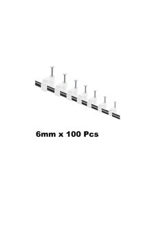 Generic Electrical Cable Wire Round Clips, Steel Nails Tacks Holder for Organizing Electric Wires Cables Lines - White (6mm - 100Pcs)  - Image 3