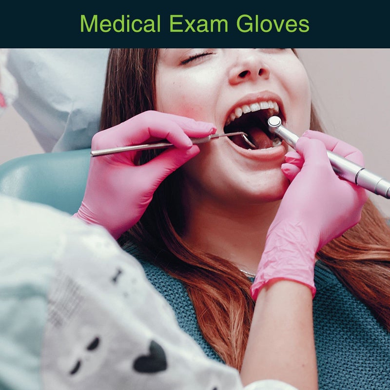 FifthPulse Pink Vinyl Disposable Gloves Medium 50 Pack - Latex Free, Powder Free for Medical Exam, Surgical, Home, Cleaning, and Food - 3 Mil Thickness - Image 2