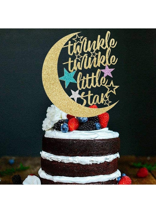 Confetti! Twinkle Twinkle Little Star Cake Topper, Half Moon Multi Color Little Star Birthday Party Baby Shower Glitter Party Decorations - Image 2