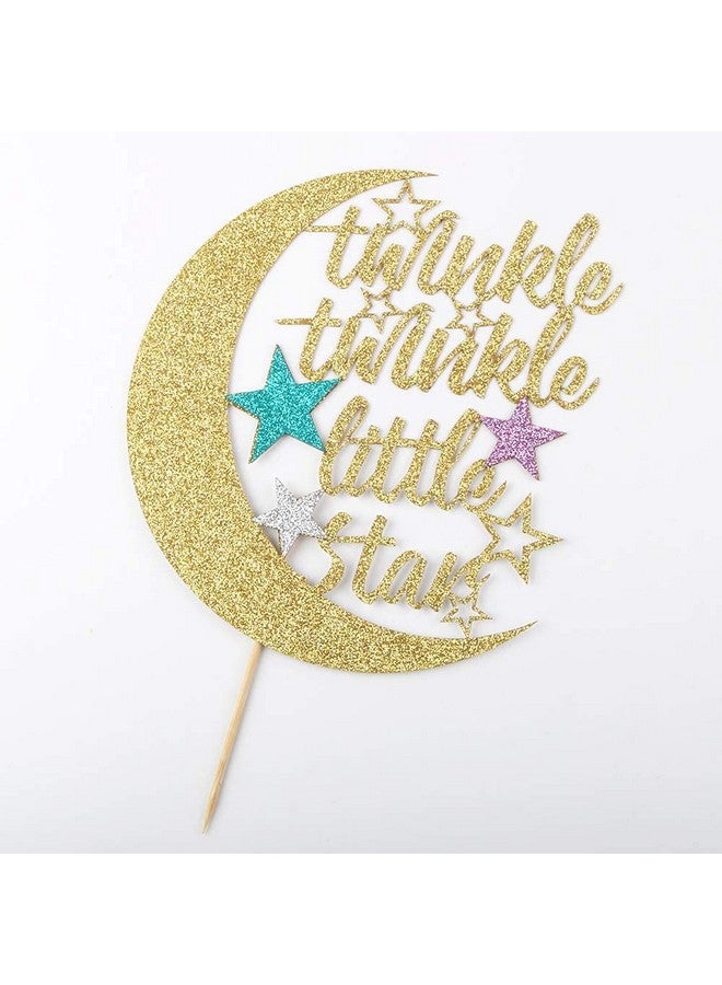 Confetti! Twinkle Twinkle Little Star Cake Topper, Half Moon Multi Color Little Star Birthday Party Baby Shower Glitter Party Decorations - Image 3