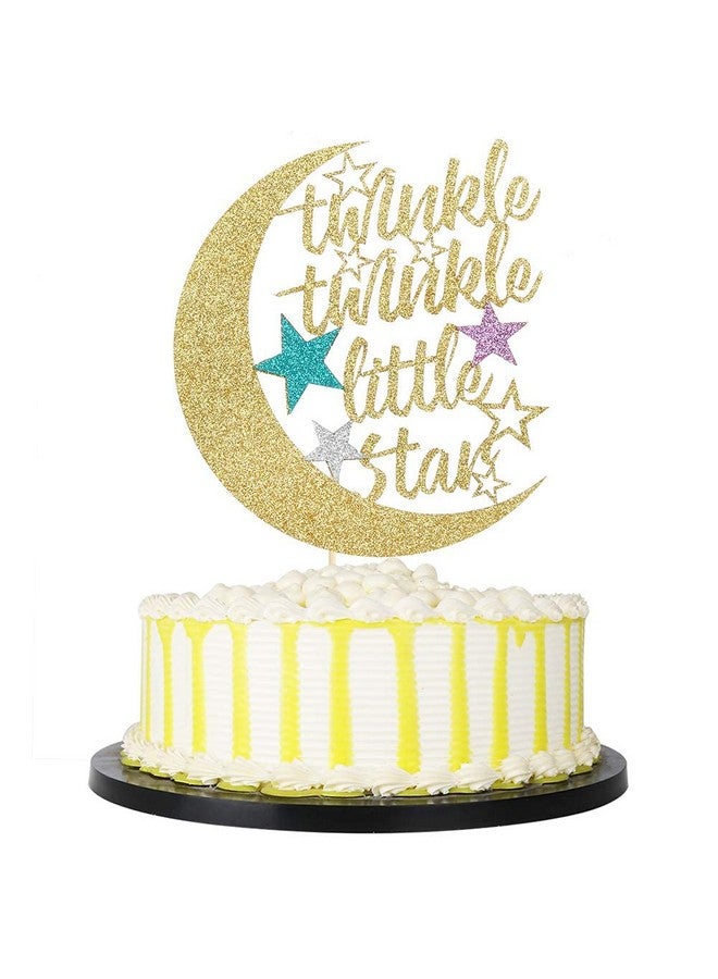 Confetti! Twinkle Twinkle Little Star Cake Topper, Half Moon Multi Color Little Star Birthday Party Baby Shower Glitter Party Decorations - Image 1