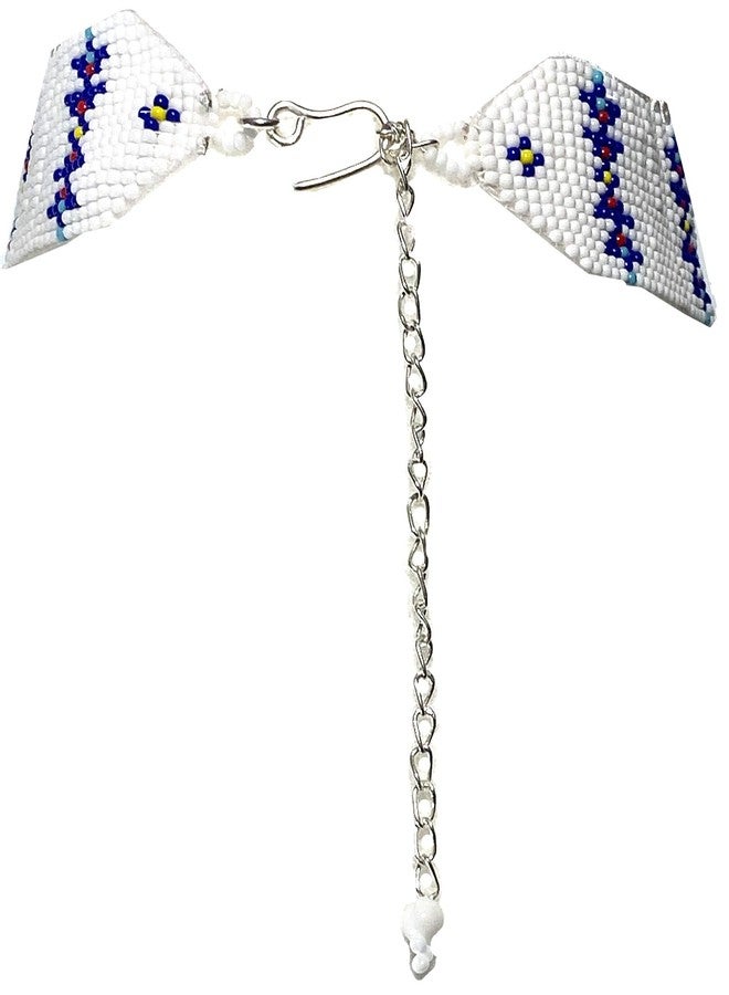 BeadsCorner Native Style Seed Beads Beaded Choker Bib Statement Necklace (White) - Image 3