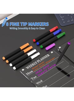 erorex 2 Pcs Magnetic Weekly Calendar For Fridge 9 Inch X13 Inch Acrylic Magnet Dry Erase Board Small Week Meal Planner Board For Refrigerator Clear Whiteboard Calendar For Student Home Office School  - Image 4